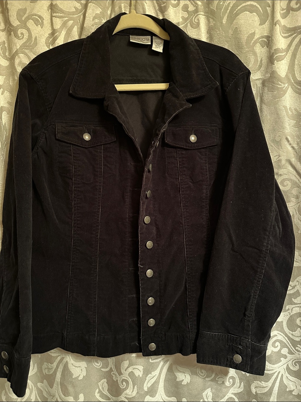 Chico's Black Corduroy Button-Front Jacket